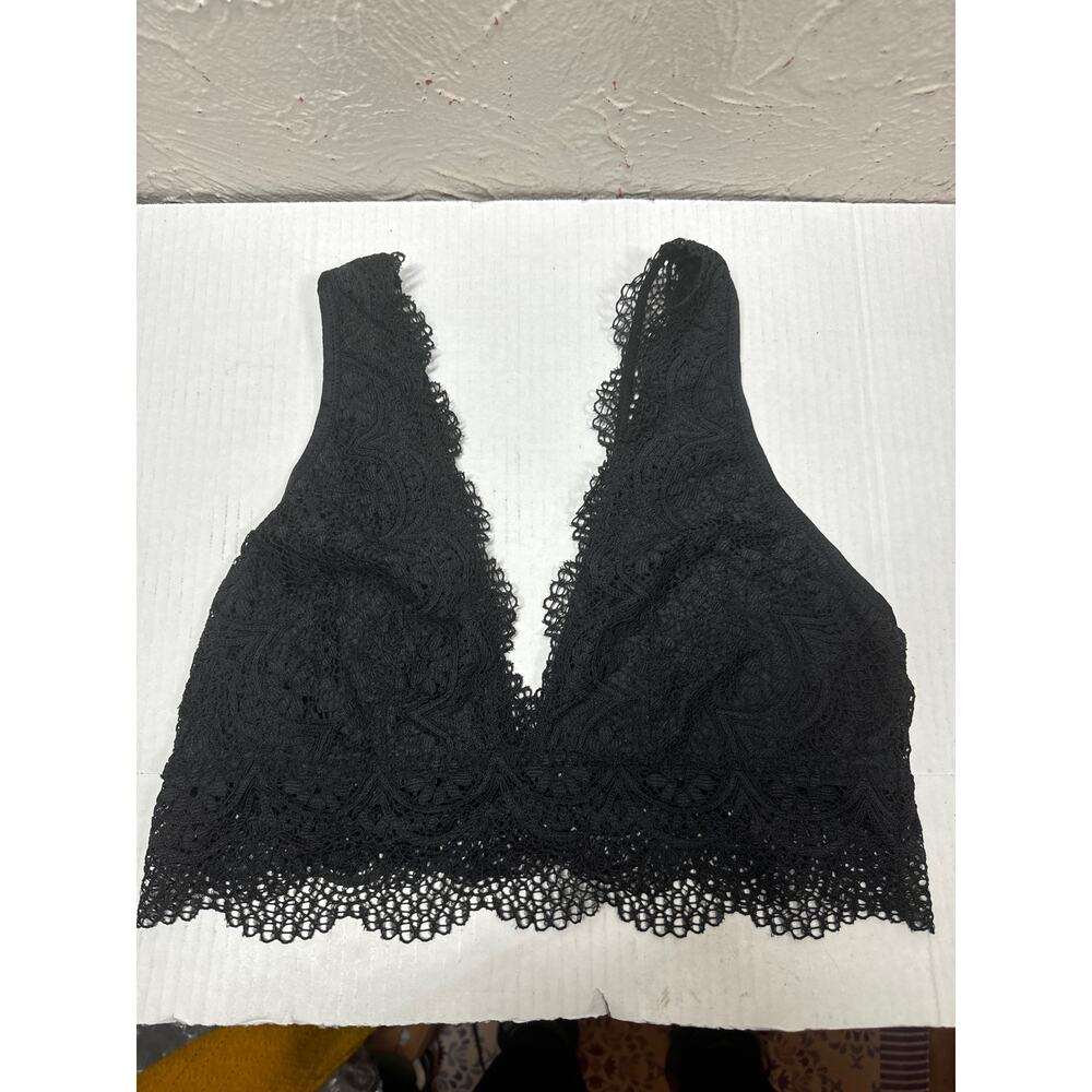 Victoria’s Secret Black Unlined Lace Pull Up Bralette No Wire Non Padded Large